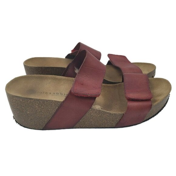 Eric Michael Shoes - Lola Sabbia Eric Michael Liat Red Leather Double Strap Wedge Sandal Size 40 / 10